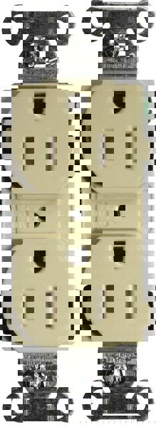 Straight Blade Duplex Receptacle: NEMA 5-15R, 15 Amps, Self-Grounding